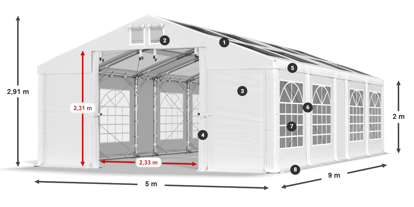 Krov: MS T 580 PVC Zidovi: FR 620 PVC Legenda od 2 m