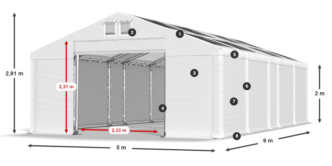 Krov: MS T 580 PVC Zidovi: FR 620 PVC Legenda od 2 m