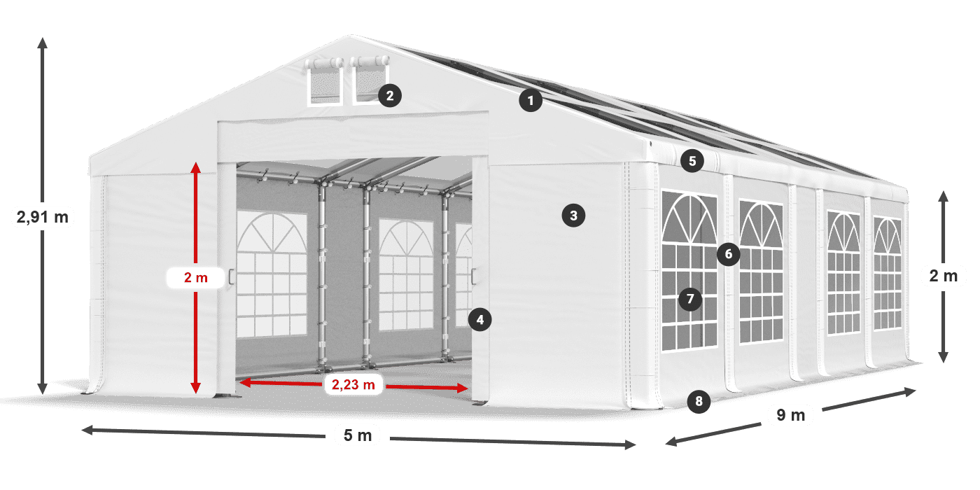 Krov: MS T 580 PVC Zidovi: FR 620 PVC Legenda od 2 m