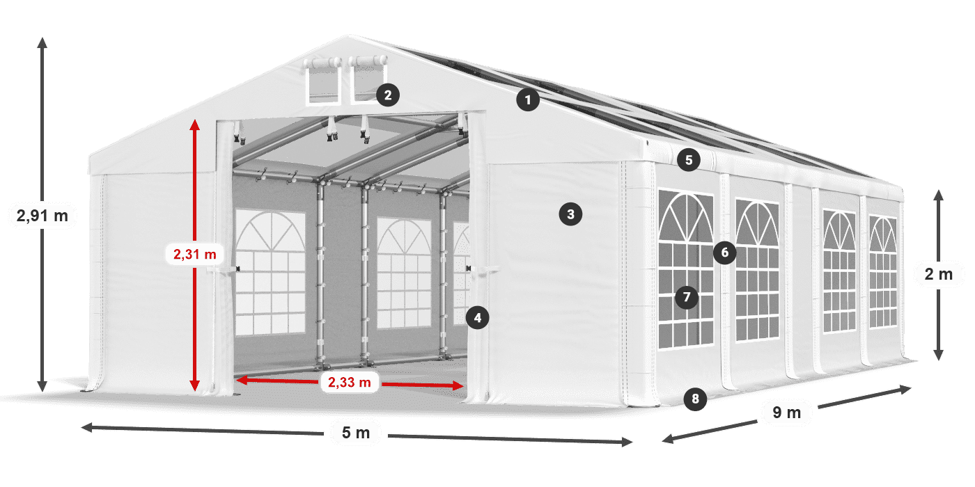 Krov: MS T 580 PVC Zidovi: FR 620 PVC Legenda od 2 m