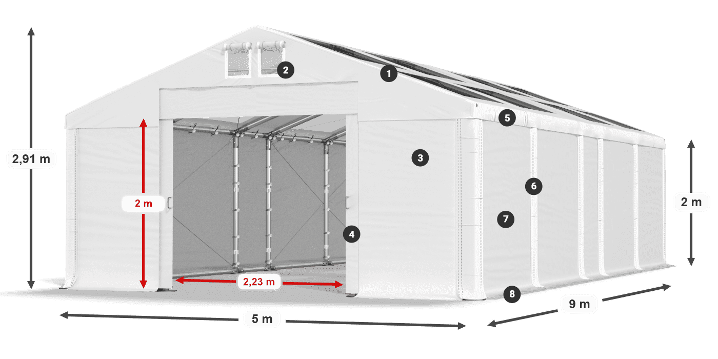 Krov: MS T 580 PVC Zidovi: FR 620 PVC Legenda od 2 m
