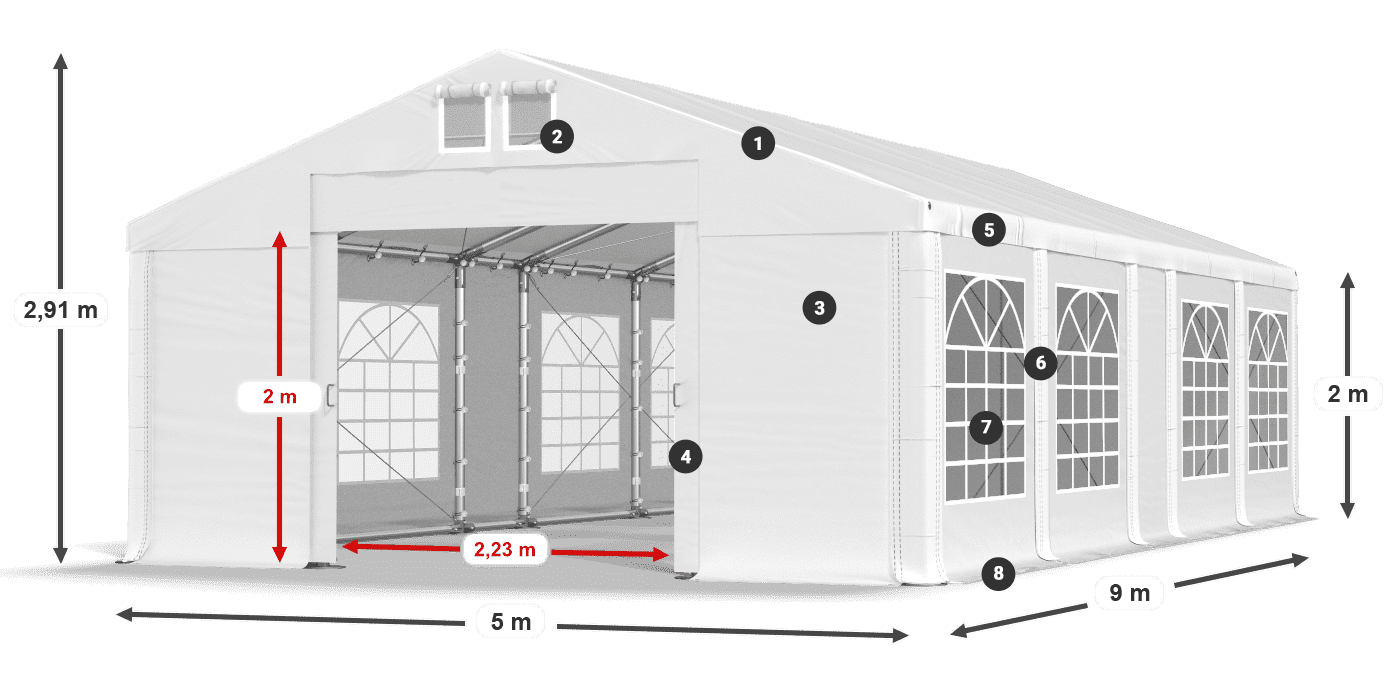 Krov: MS 580 PVC Zidovi: FR 620 PVC Legenda od 2 m