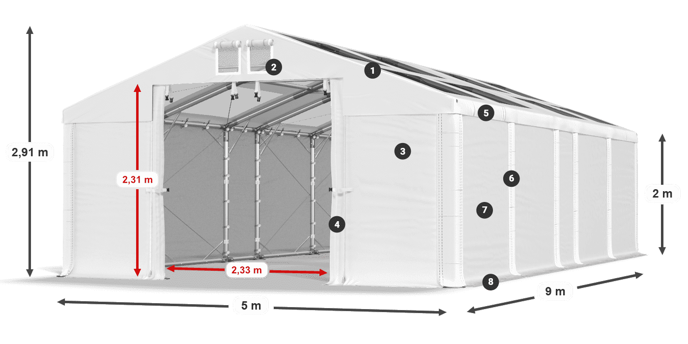 Krov: MS T 580 PVC Zidovi: SD 500 PVC Legenda od 2 m