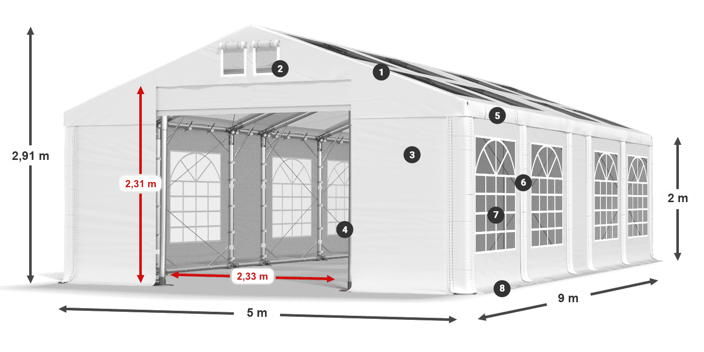 Krov: MS 580 PVC Zidovi: SD 500 PVC Legenda od 2 m