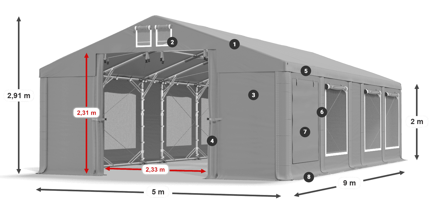 Krov: MS 580 PVC Zidovi: SD M 500 PVC Legenda od 2 m