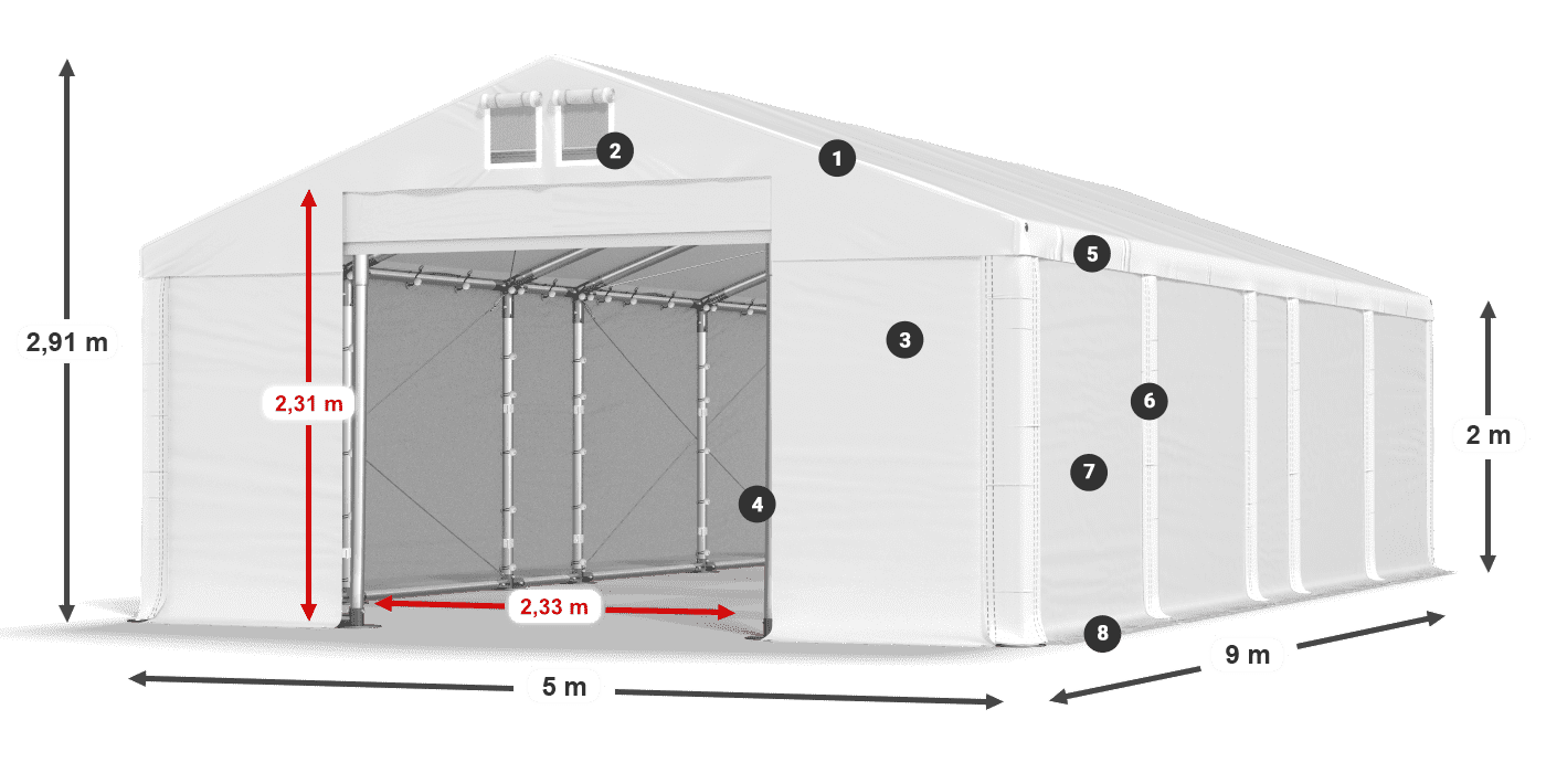 Krov: MS 580 PVC Zidovi: SD 500 PVC Legenda od 2 m