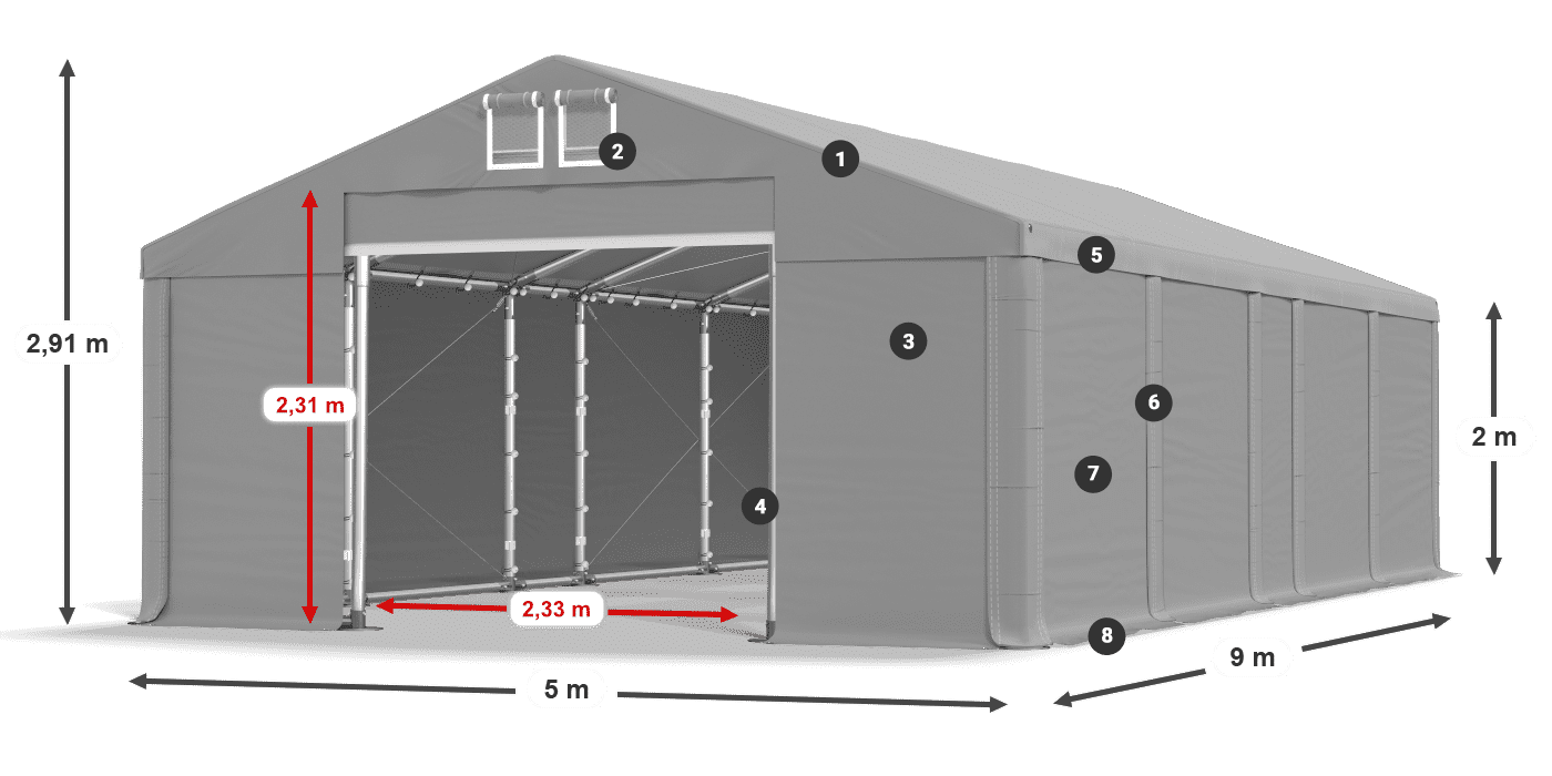 Krov: MS 580 PVC Zidovi: SD 500 PVC Legenda od 2 m