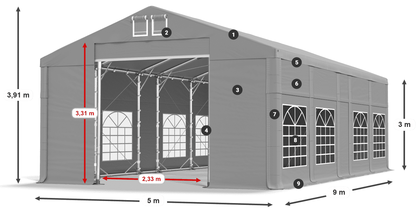 Krov: FR 620 PVC Zidovi: SD 500 PVC Legenda od 3 m