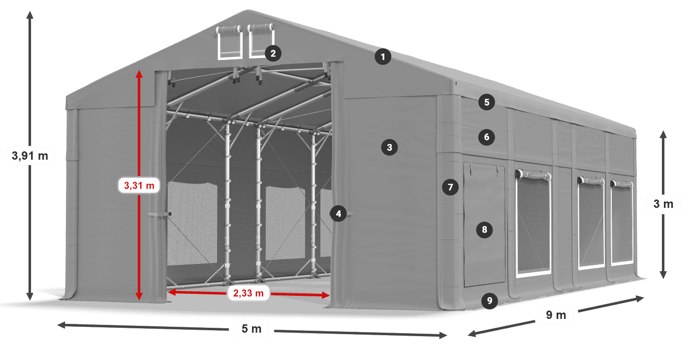 Krov: FR 620 PVC Zidovi: SD 500 PVC Legenda od 3 m
