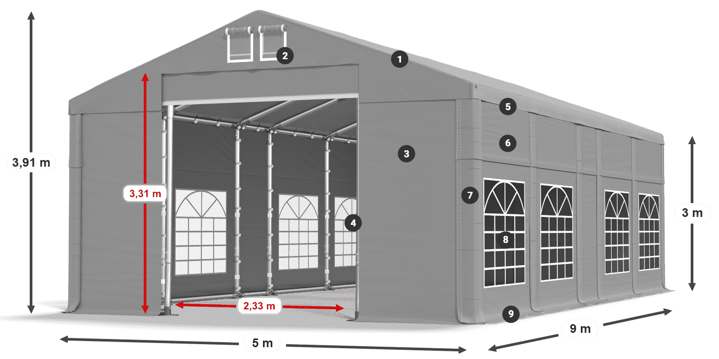 Krov: FR 620 PVC Zidovi: SD 500 PVC Legenda od 3 m