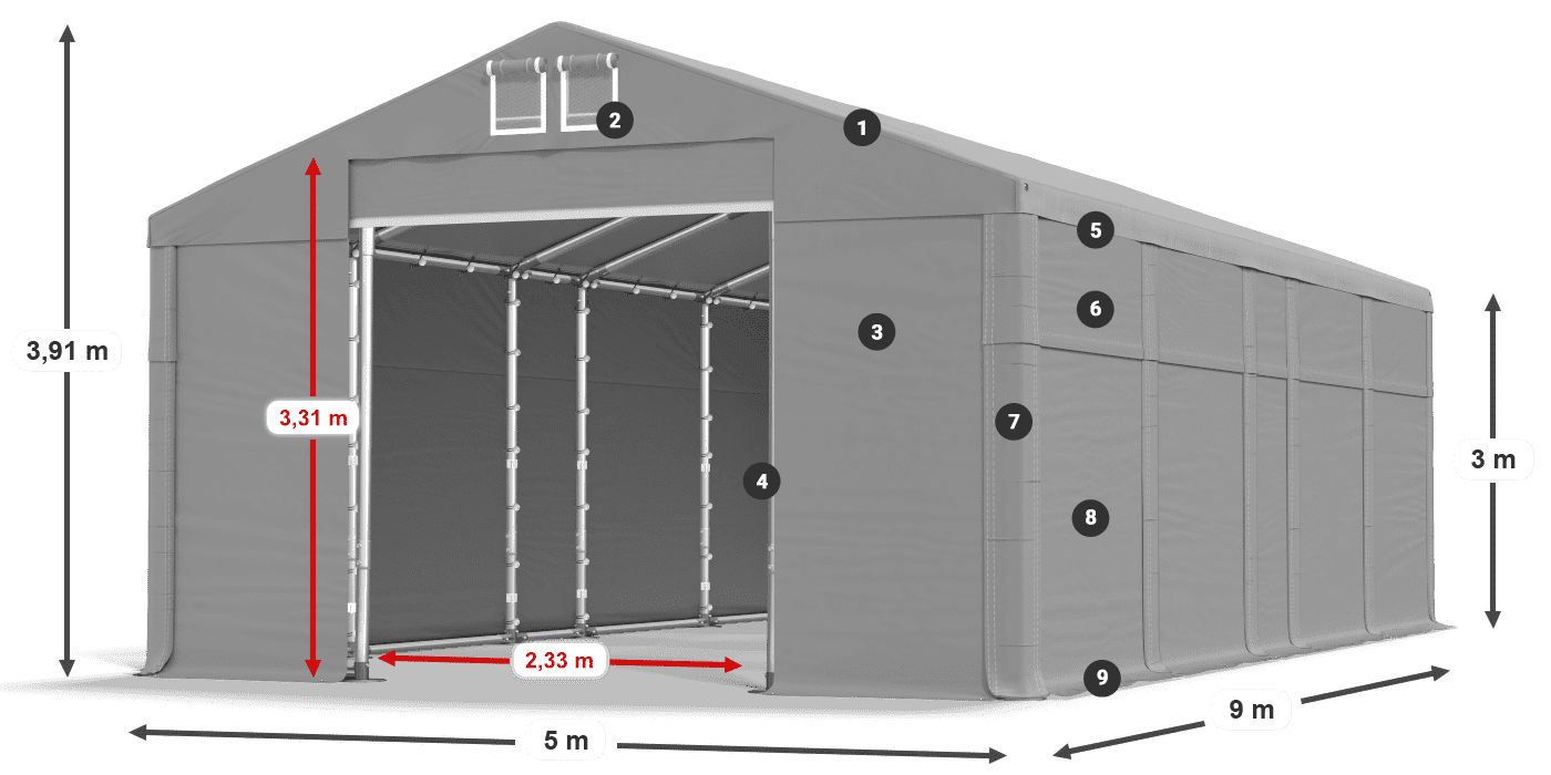 Krov: MS 580 PVC Zidovi: SD 500 PVC Legenda od 3 m