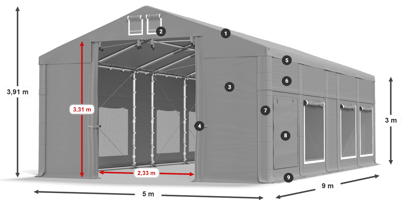Krov: MS 580 PVC Zidovi: SD M 500 PVC Legenda od 3 m