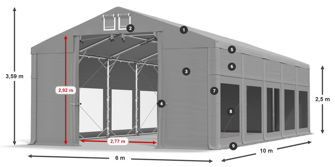 Krov: FR 620 PVC Zidovi: MS 580 PVC 2,5 m legenda