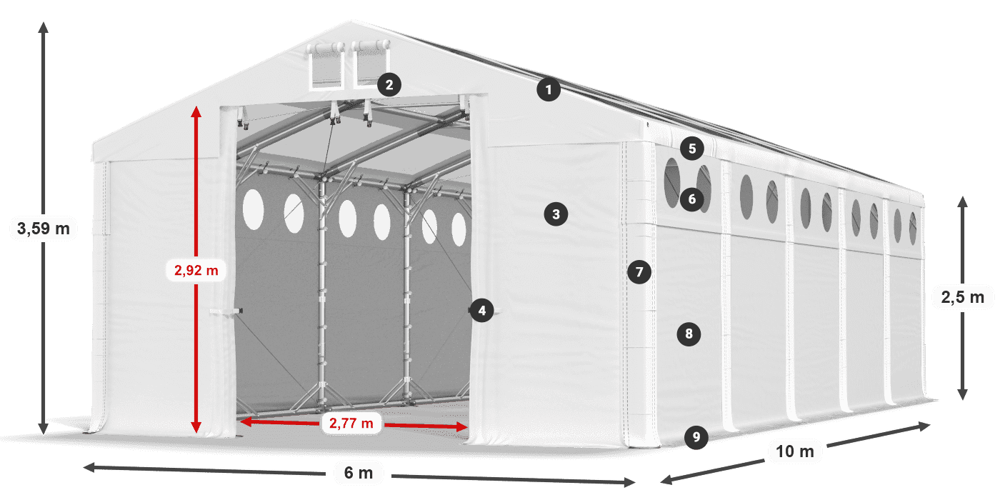 Krov: MS T 580 PVC Zidovi: MS O 580 PVC 2,5 m legenda