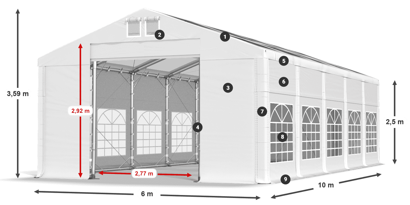 Krov: MS 580 PVC Zidovi: SD 500 PVC Legenda od 2,5 m