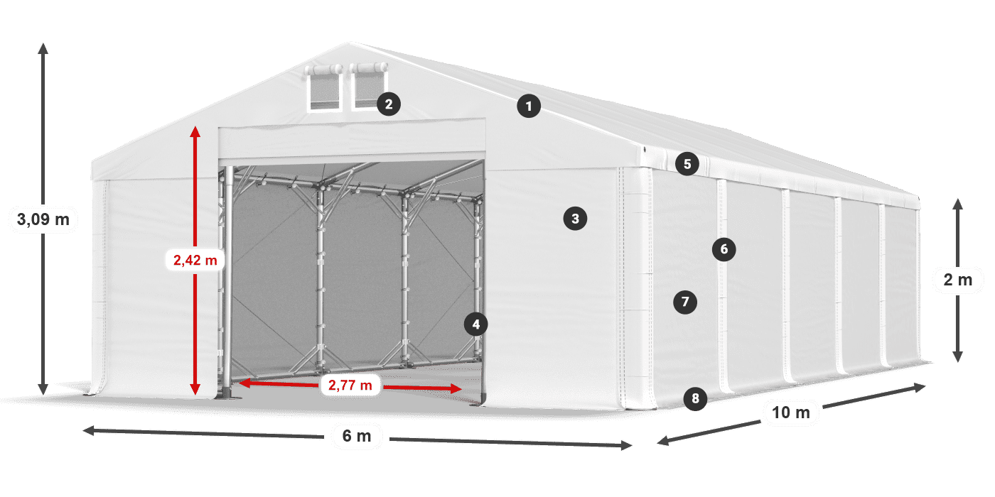 Krov: MS 580 PVC Zidovi: FR M 620 PVC Legenda od 2 m