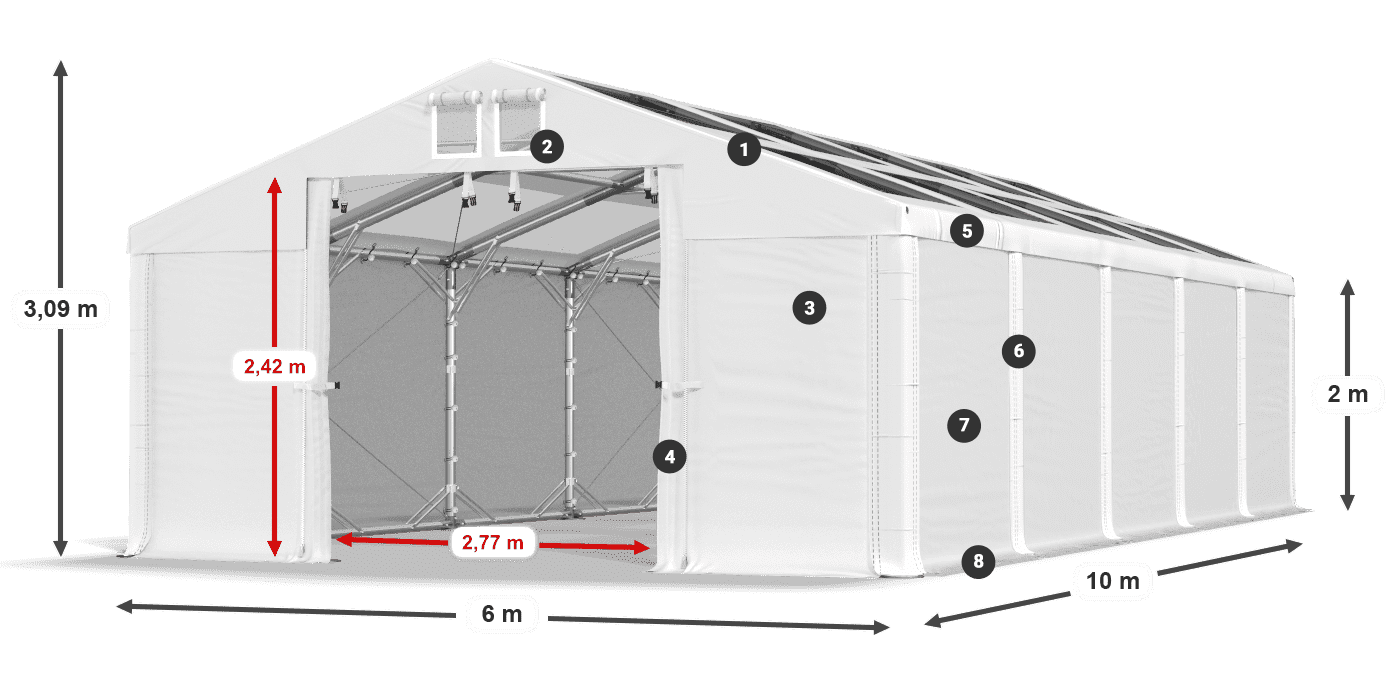 Krov: MS T 580 PVC Zidovi: FR 620 PVC Legenda od 2 m