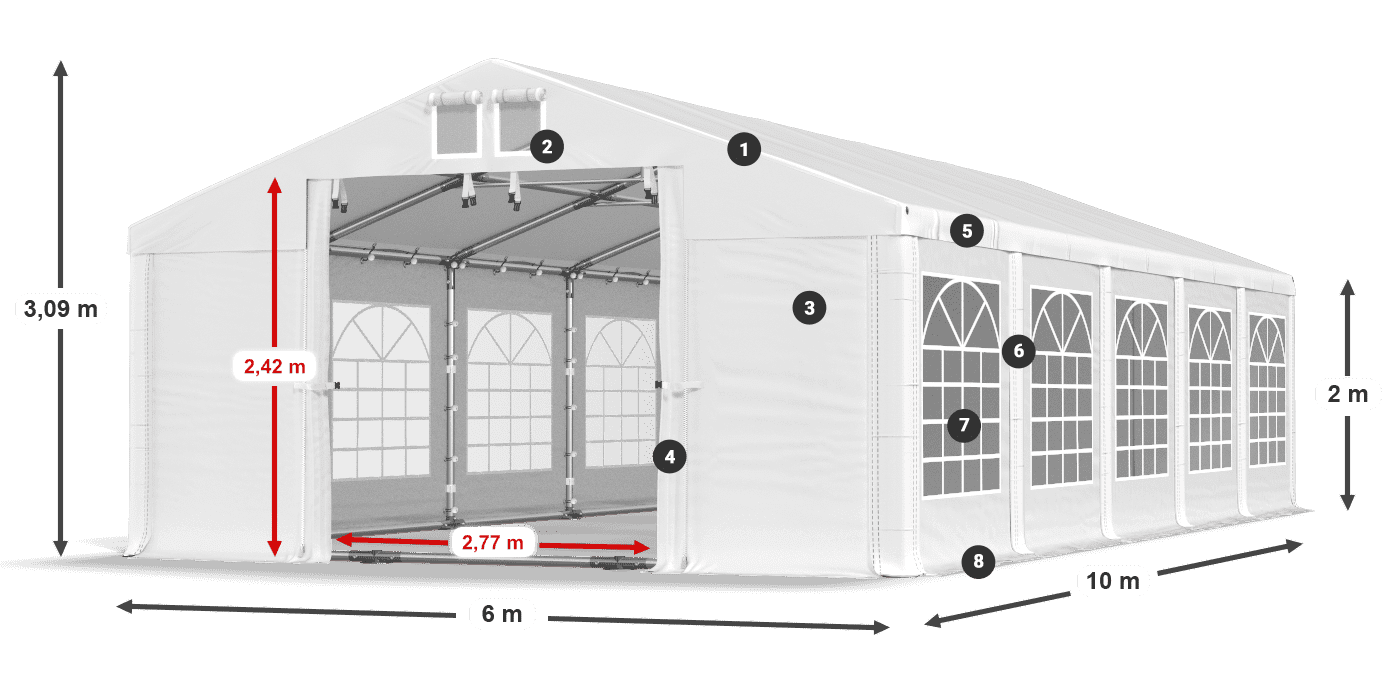 Krov: MS 580 PVC Zidovi: FR 620 PVC Legenda od 2 m