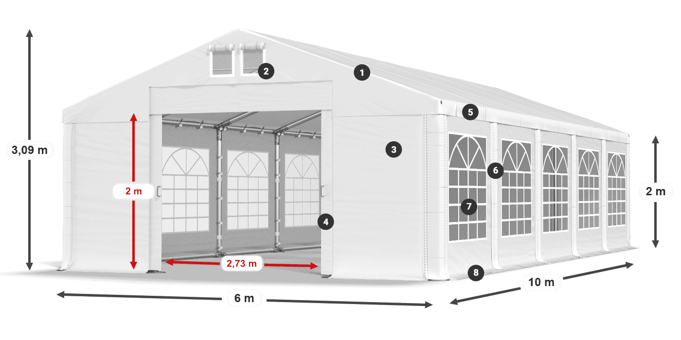 Krov: MS 580 PVC Zidovi: FR 620 PVC Legenda od 2 m