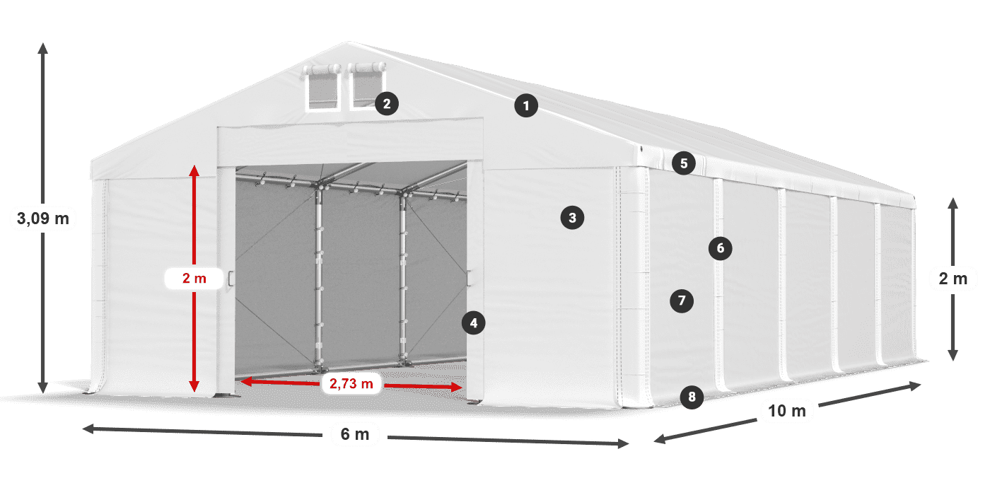 Krov: MS 580 PVC Zidovi: FR M 620 PVC Legenda od 2 m