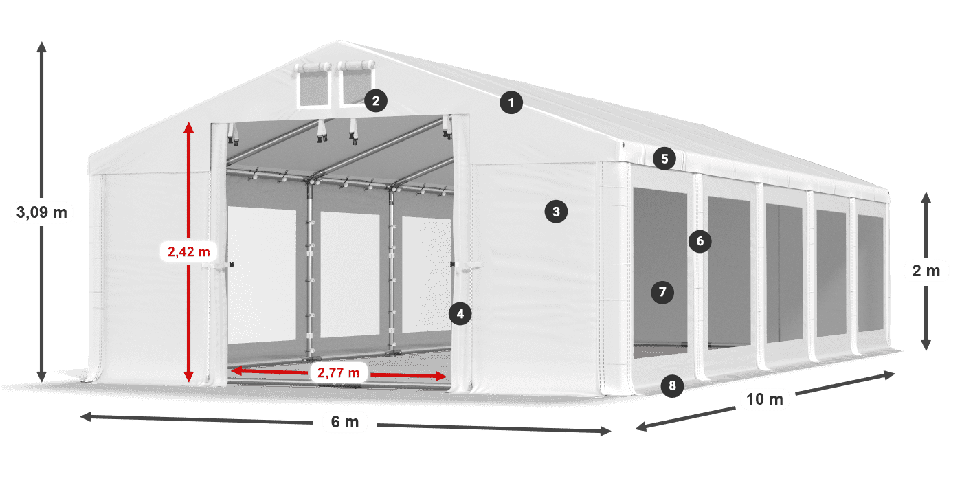 Krov: MS 580 PVC Zidovi: MS 580 PVC Legenda od 2 m