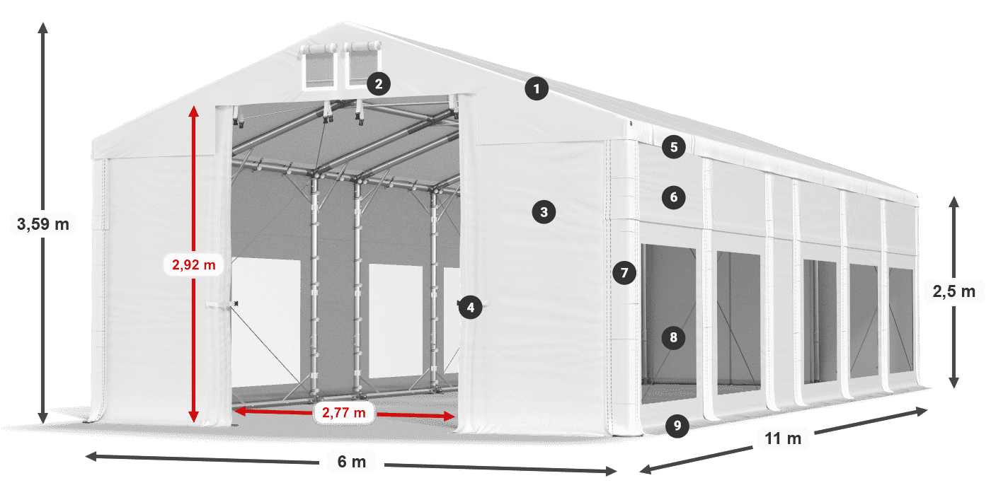Krov: FR 620 PVC Zidovi: MS 580 PVC 2,5 m legenda