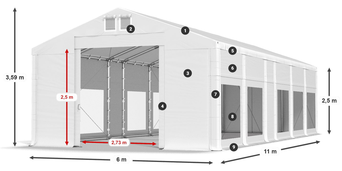 Krov: FR 620 PVC Zidovi: MS 580 PVC 2,5 m legenda