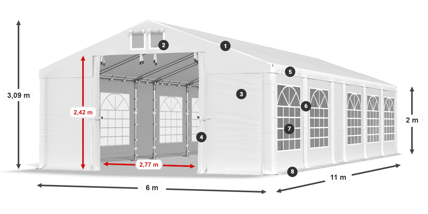 Krov: MS 580 PVC Zidovi: FR 620 PVC Legenda od 2 m