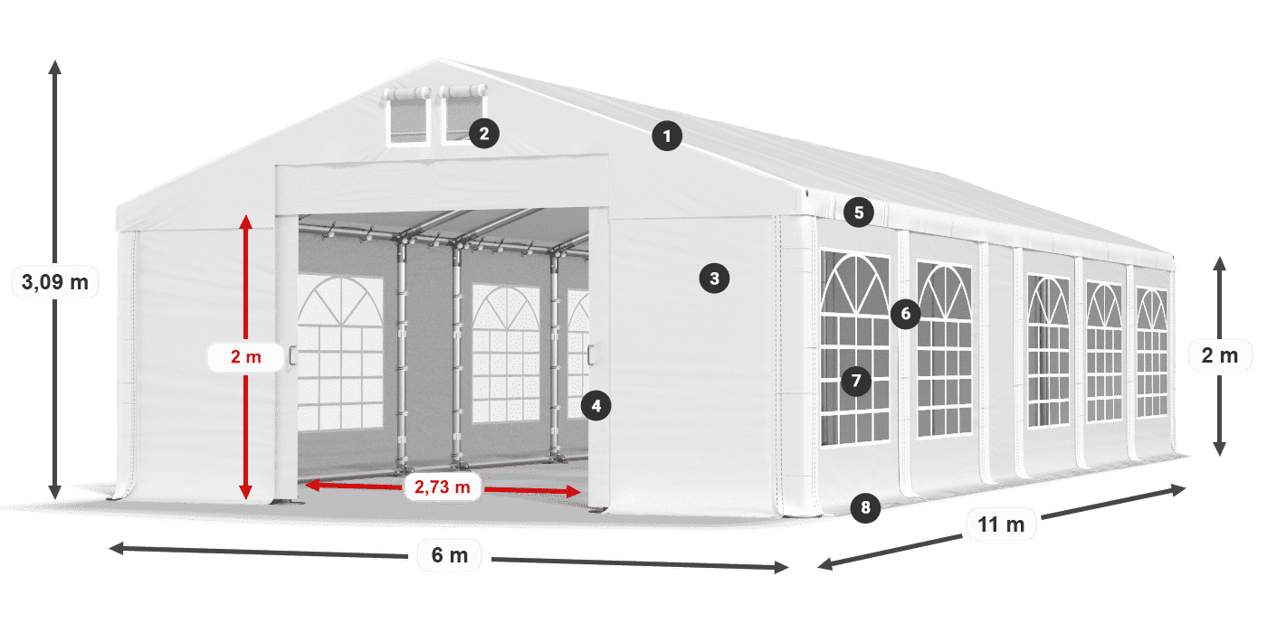 Krov: MS 580 PVC Zidovi: FR 620 PVC Legenda od 2 m