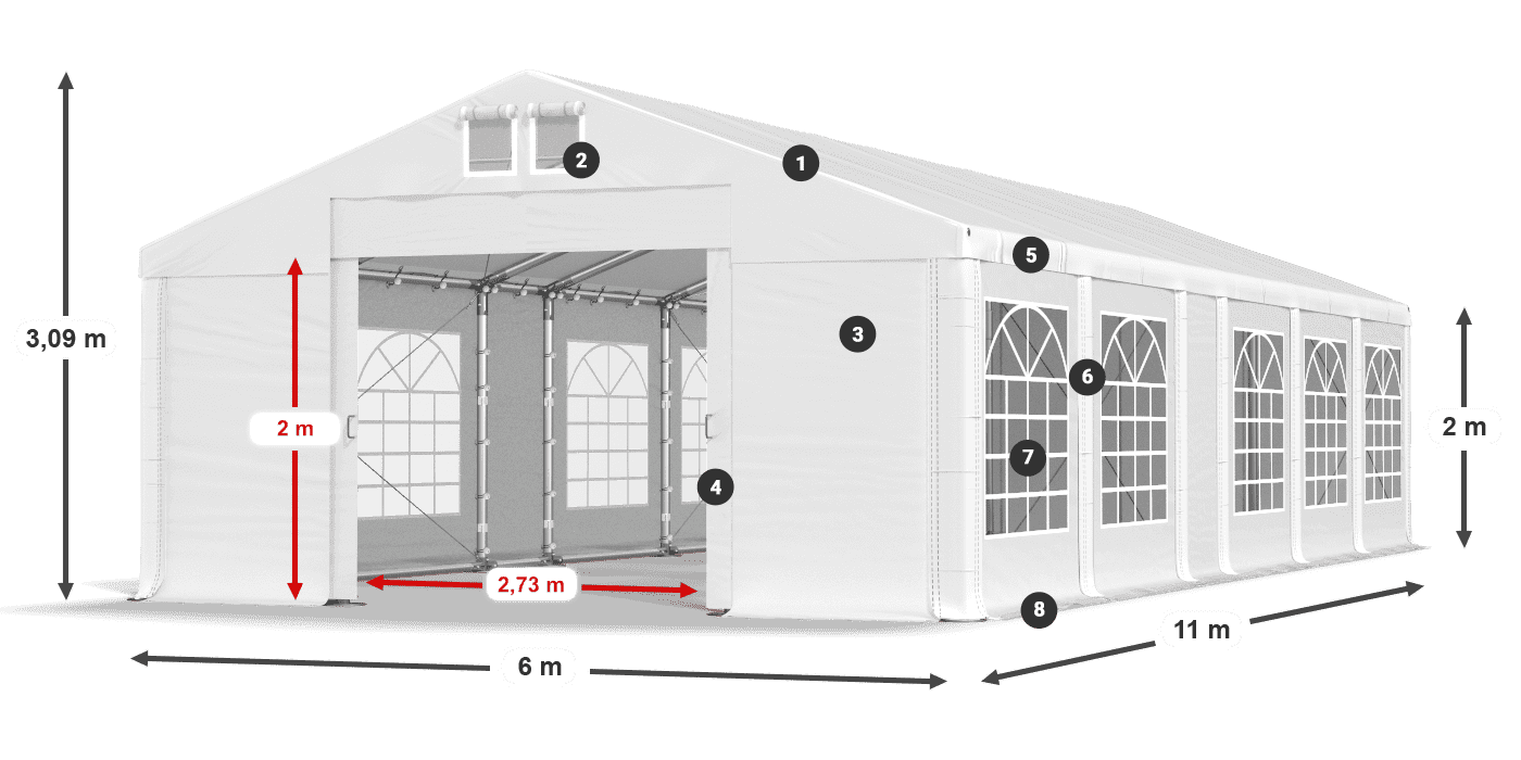 Krov: MS 580 PVC Zidovi: FR 620 PVC Legenda od 2 m