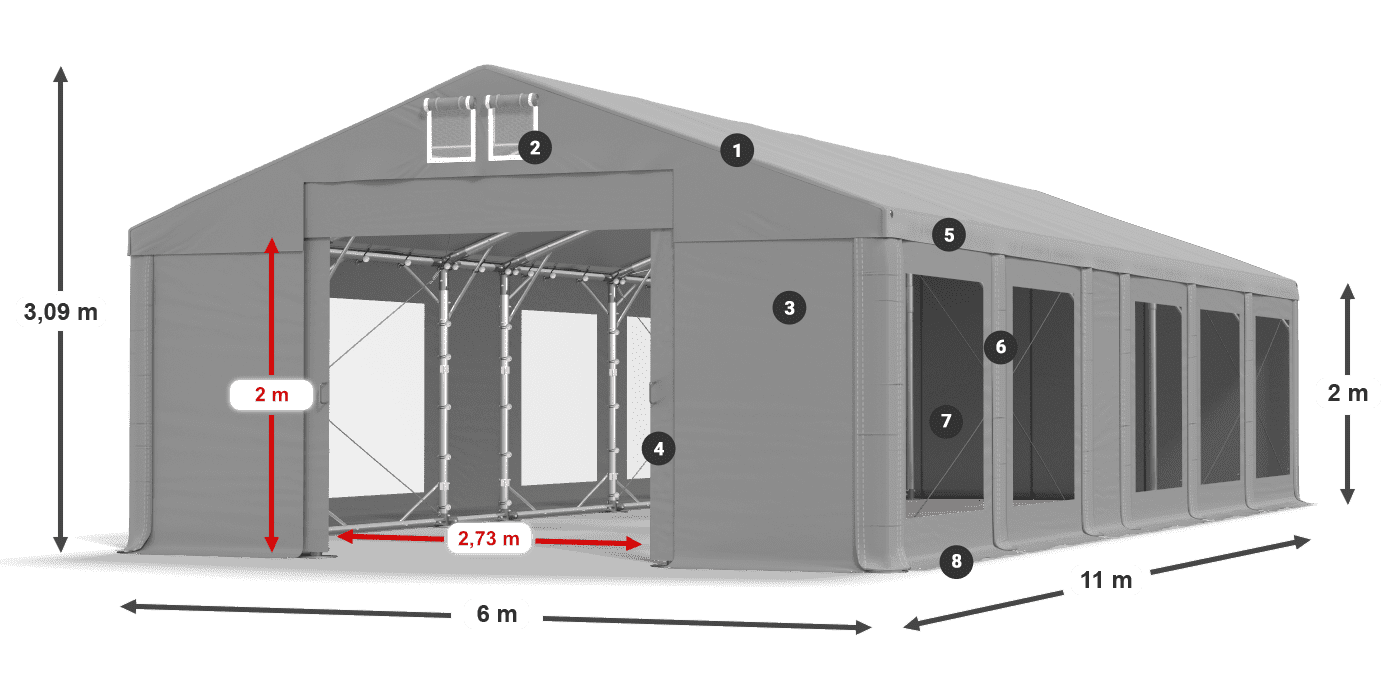 Krov: MS 580 PVC Zidovi: MS 580 PVC Legenda od 2 m
