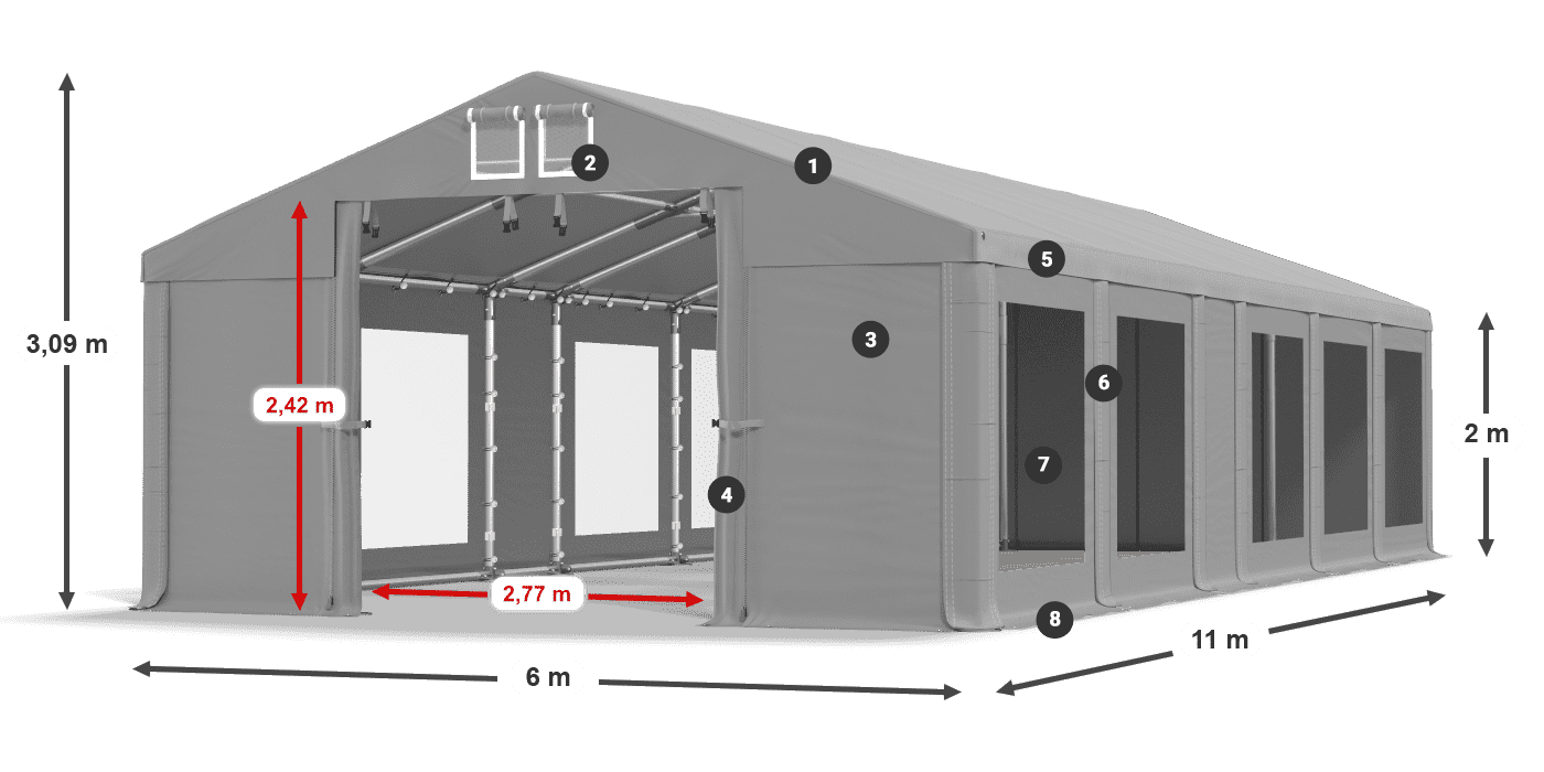 Krov: MS 580 PVC Zidovi: MS 580 PVC Legenda od 2 m