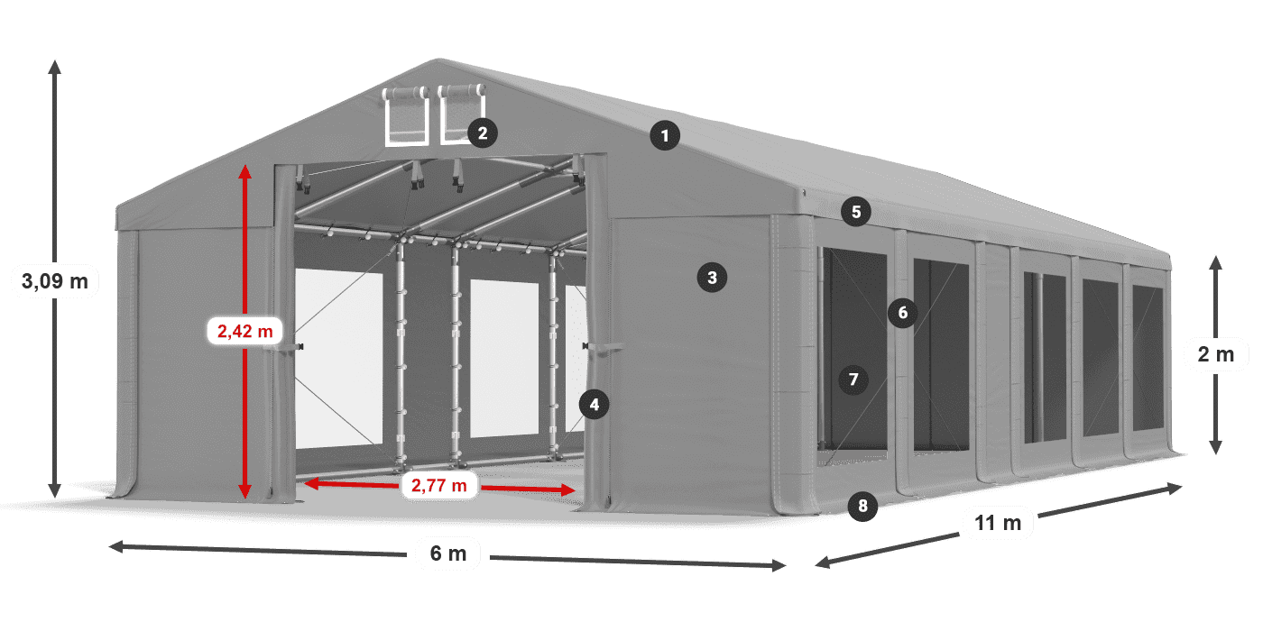 Krov: MS 580 PVC Zidovi: MS 580 PVC Legenda od 2 m