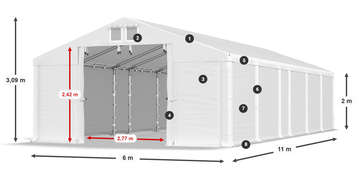 Krov: MS 580 PVC Zidovi: SD 500 PVC Legenda od 2 m