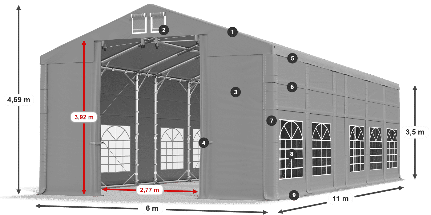 Krov: FR 620 PVC Zidovi: SD 500 PVC Legenda od 3,5 m