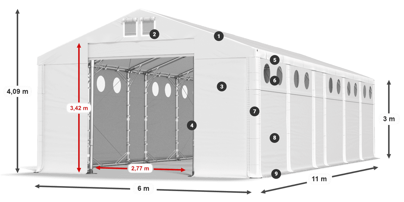 Krov: MS 580 PVC Zidovi: FR O 620 PVC Legenda od 3 m