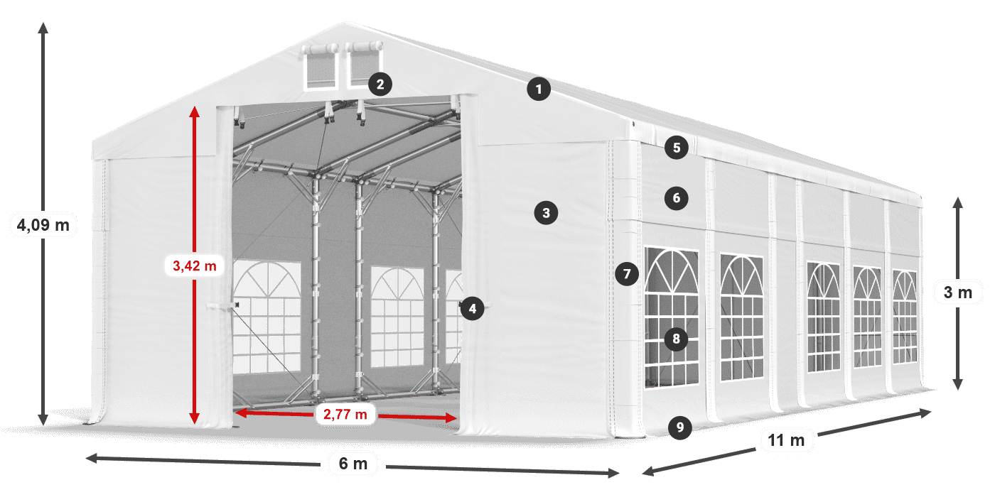 Krov: MS 580 PVC Zidovi: FR 620 PVC Legenda od 3 m
