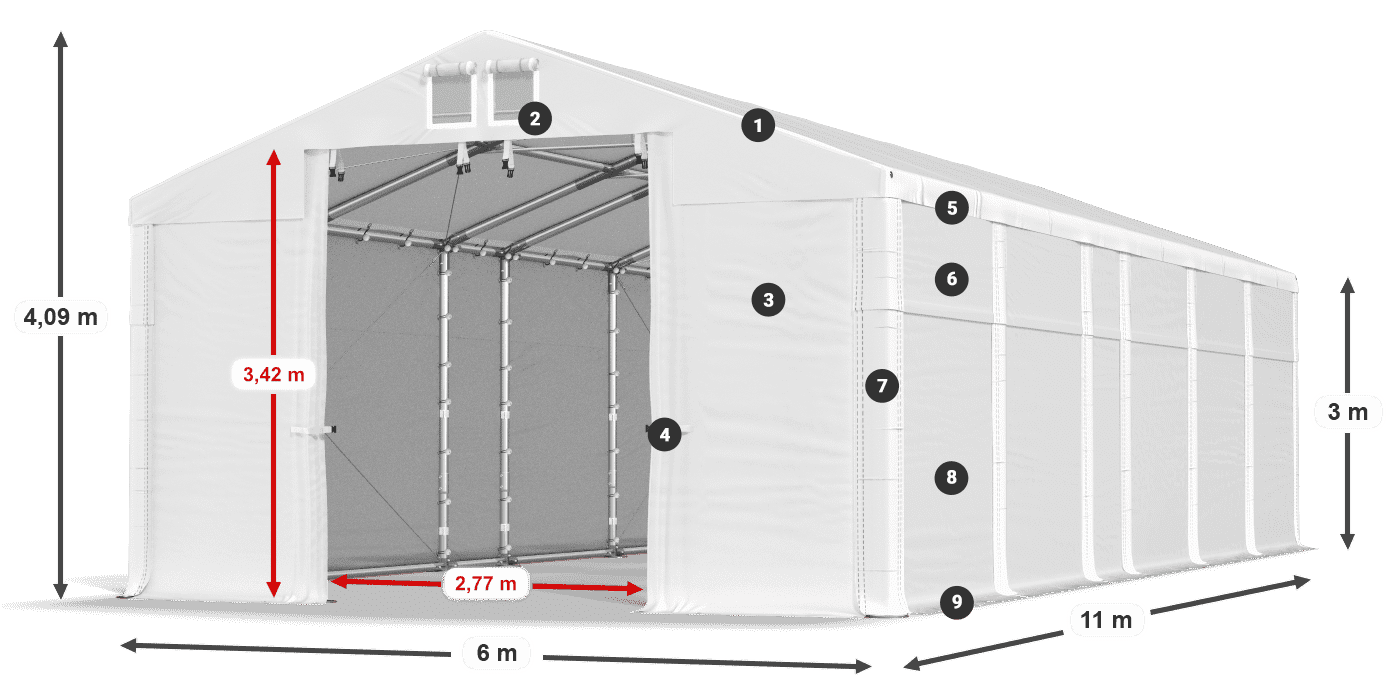 Krov: MS 580 PVC Zidovi: FR 620 PVC Legenda od 3 m