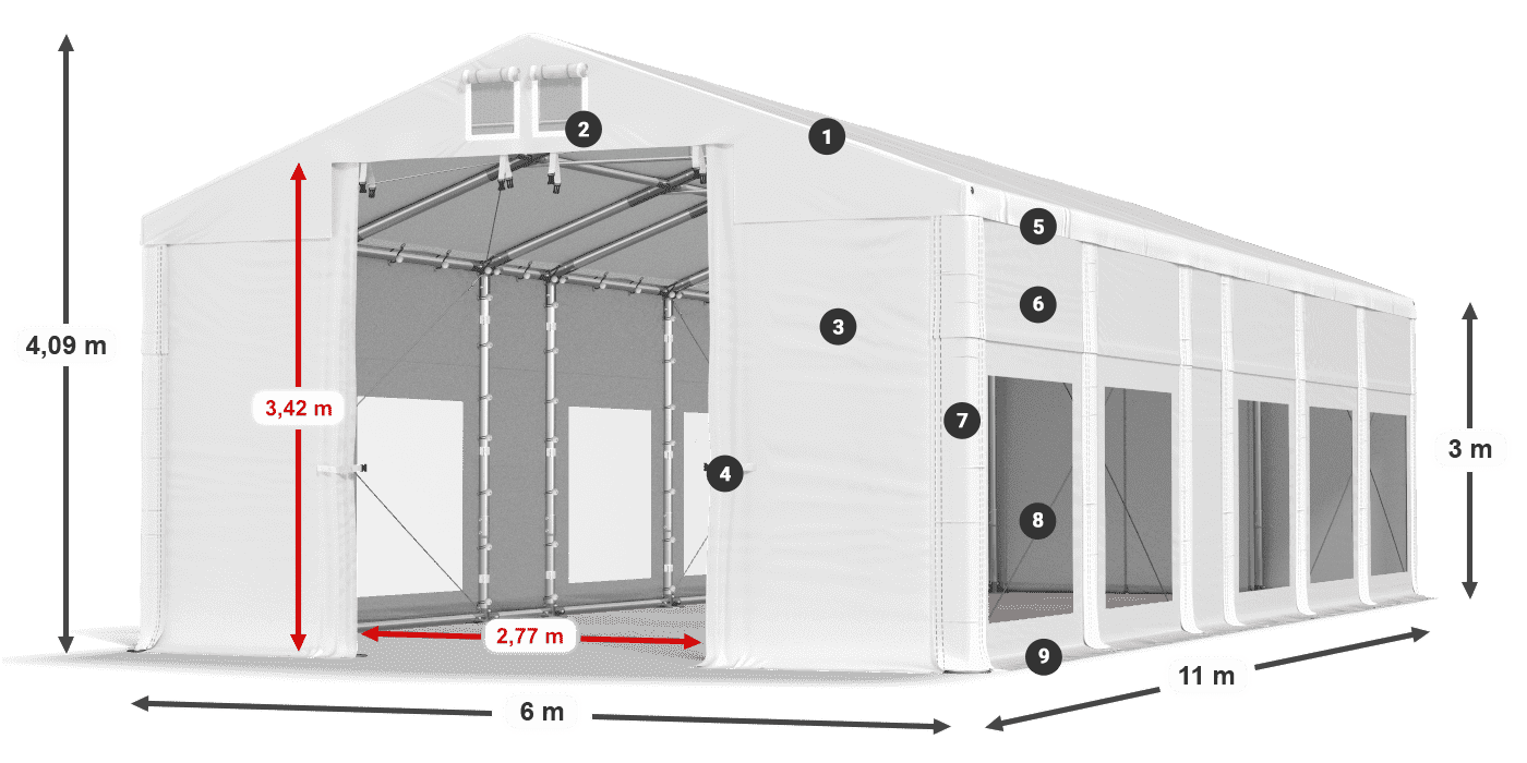 Krov: MS 580 PVC Zidovi: MS 580 PVC Legenda od 3 m