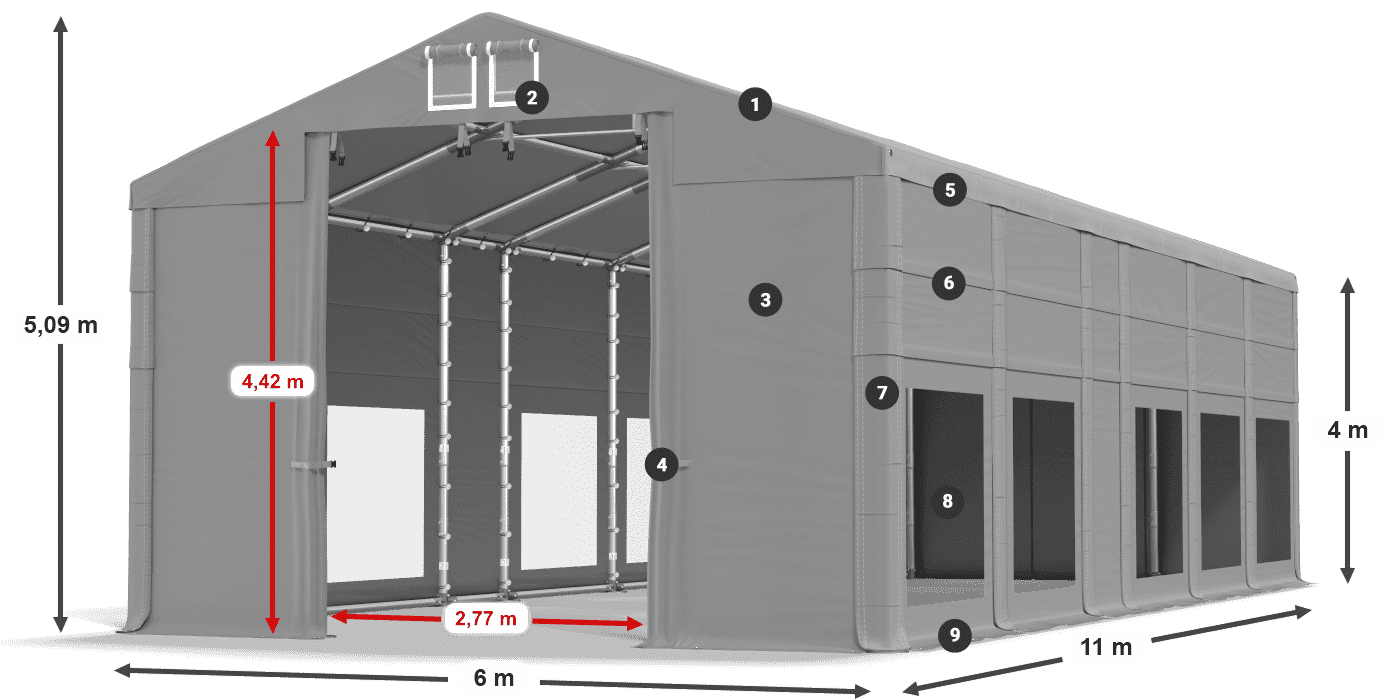 Krov: FR 620 PVC Zidovi: MS 580 PVC Legenda od 4 m