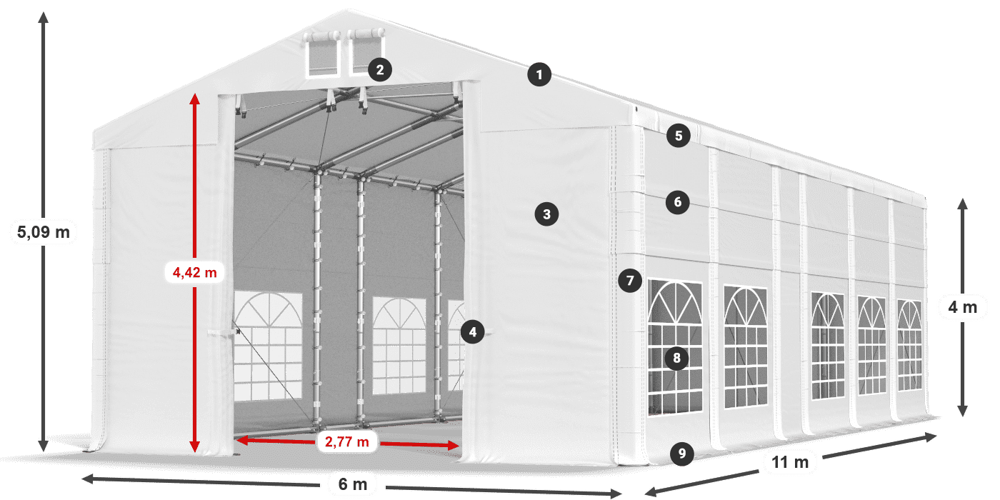 Krov: MS 580 PVC Zidovi: FR 620 PVC Legenda od 4 m