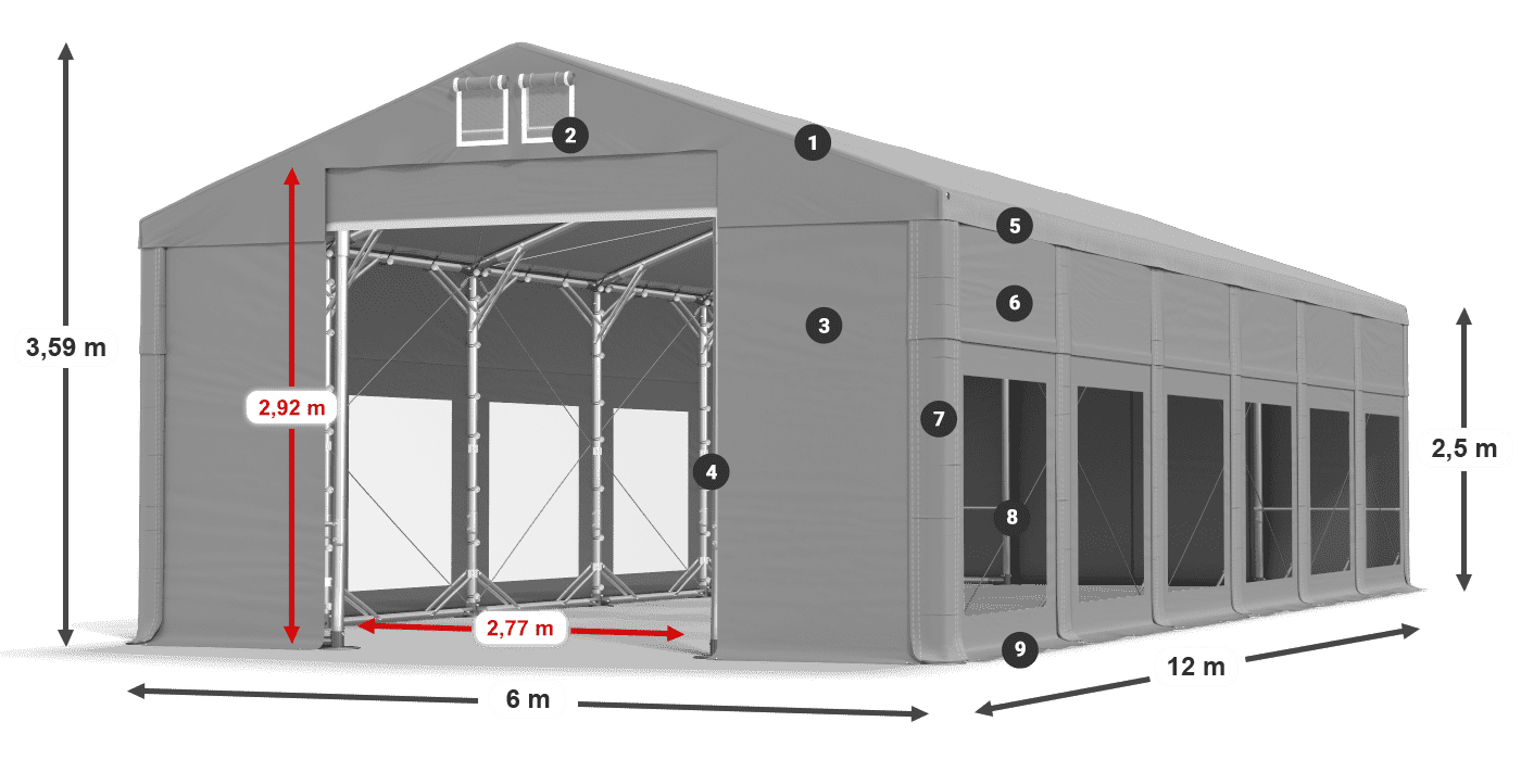 Krov: MS 580 PVC Zidovi: MS 580 PVC 2,5 m legenda