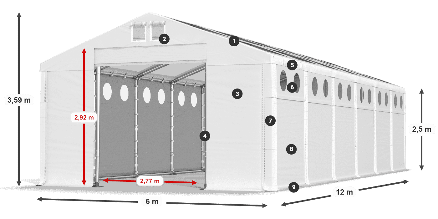 Krov: MS T 580 PVC Zidovi: MS O 580 PVC 2,5 m legenda