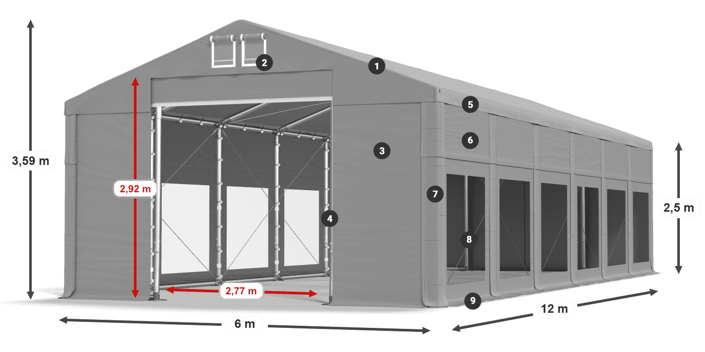 Krov: MS 580 PVC Zidovi: MS 580 PVC 2,5 m legenda