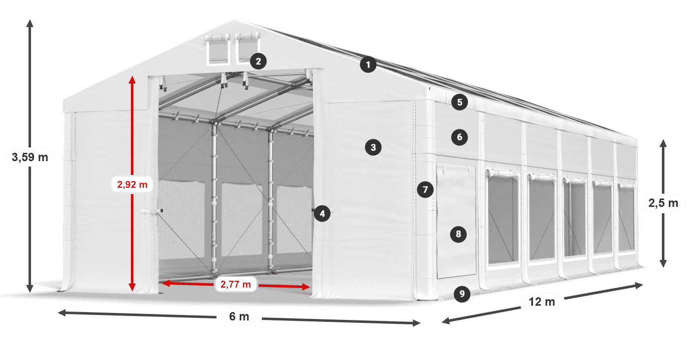 Krov: MS T 580 PVC Zidovi: SD M 500 PVC Legenda od 2,5 m