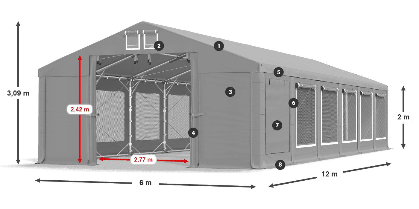 Krov: FR 620 PVC Zidovi: SD 500 PVC Legenda od 2 m