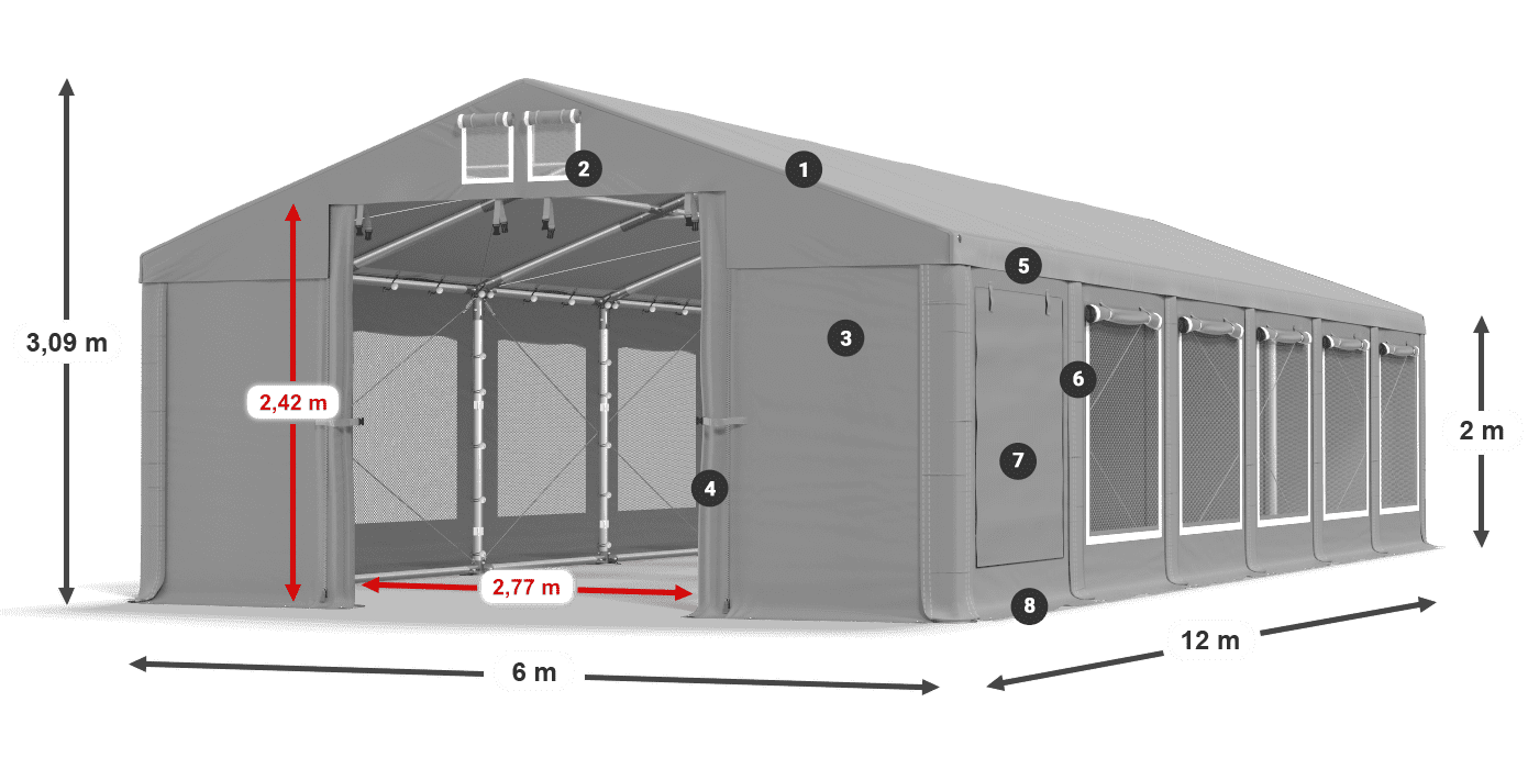 Krov: FR 620 PVC Zidovi: SD 500 PVC Legenda od 2 m
