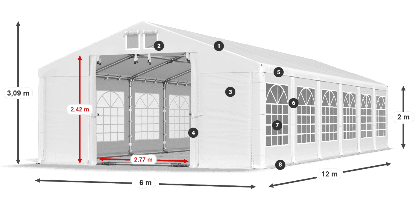 Krov: MS 580 PVC Zidovi: FR 620 PVC Legenda od 2 m