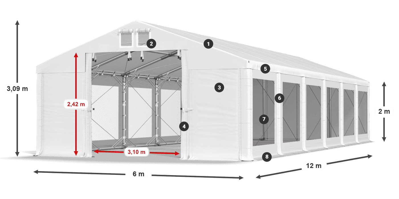 Krov: MS 580 PVC Zidovi: MS 580 PVC Legenda od 2 m