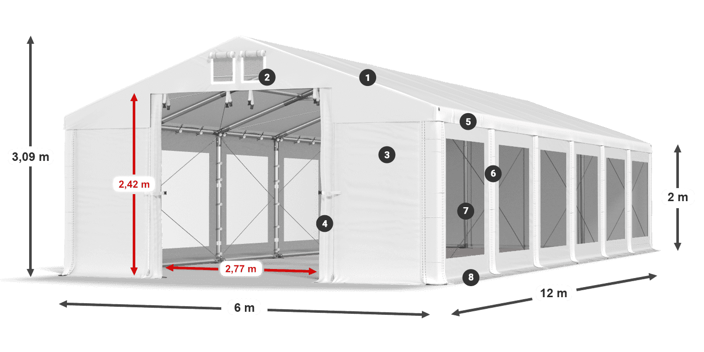 Krov: MS 580 PVC Zidovi: MS 580 PVC Legenda od 2 m